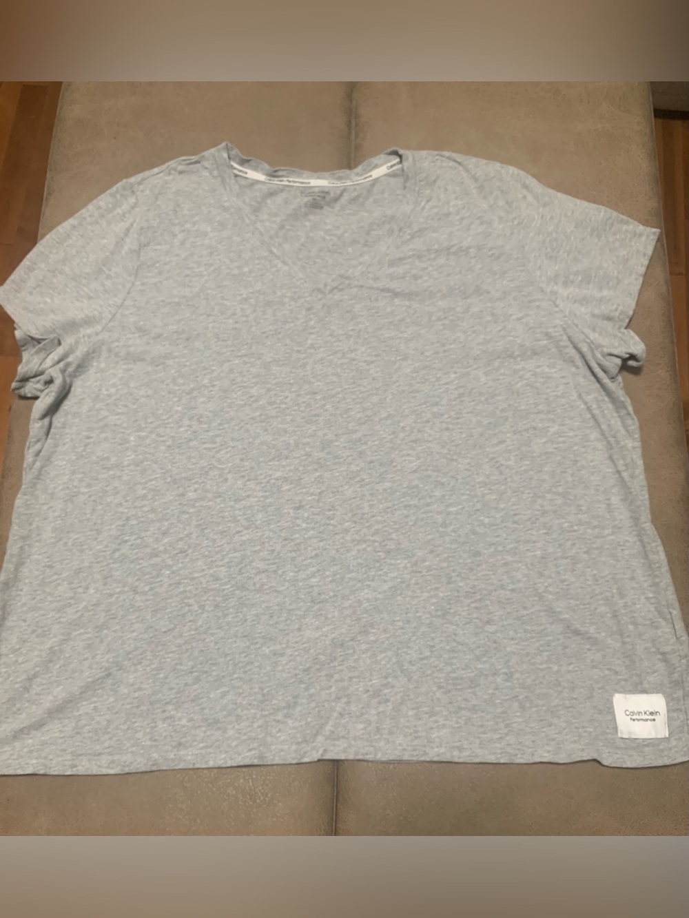 Calvin Klein Performance Mens Light Gray Soft Cotton V-neck Short Sleeve Tee 2XL